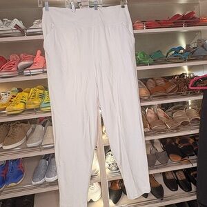 Bespoke White Wide-Leg Ponte Pants